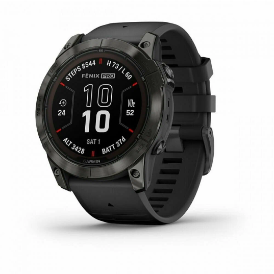 Умные часы Garmin Fenix 7x Pro Sapphire Solar Carbon Gray DLC Titanium with Black Band Умные часы Garmin Fenix 7x Pro Sapphire Solar Carbon Gray DLC Titanium with Black Band