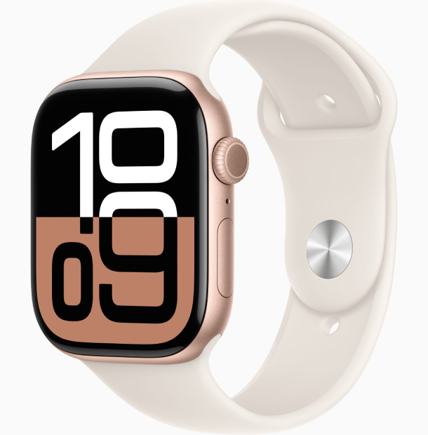 Apple Watch Series 10 GPS 42 мм, корпус из алюминия цвета «розовое золото», спортивный ремешок цвета «румянец» S/M (MWWH3/MWWY3) Apple Watch Series 10 GPS 42 мм, корпус из алюминия цвета «розовое золото», спортивный ремешок цвета «румянец» S/M (MWWH3/MWWY3)