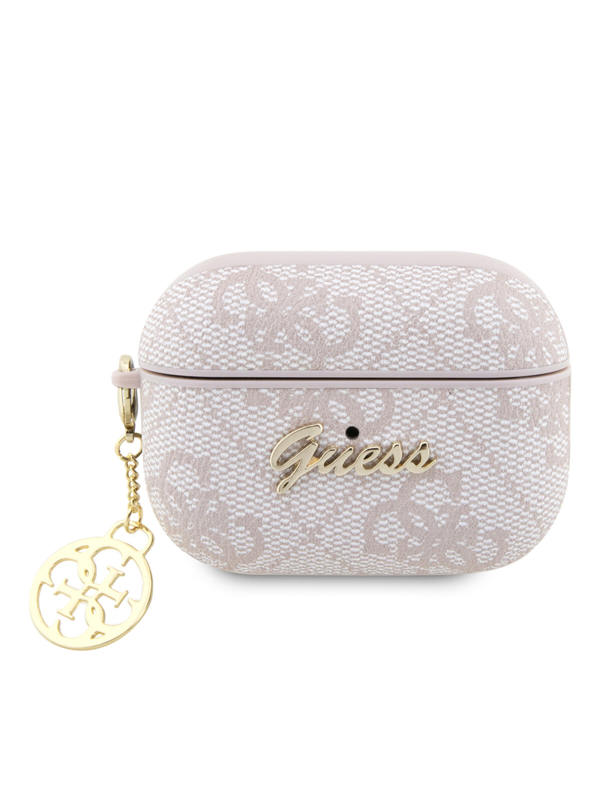 Чехол Guess для Airpods Pro 2 PU leather 4G with metal logo and carabin Pink