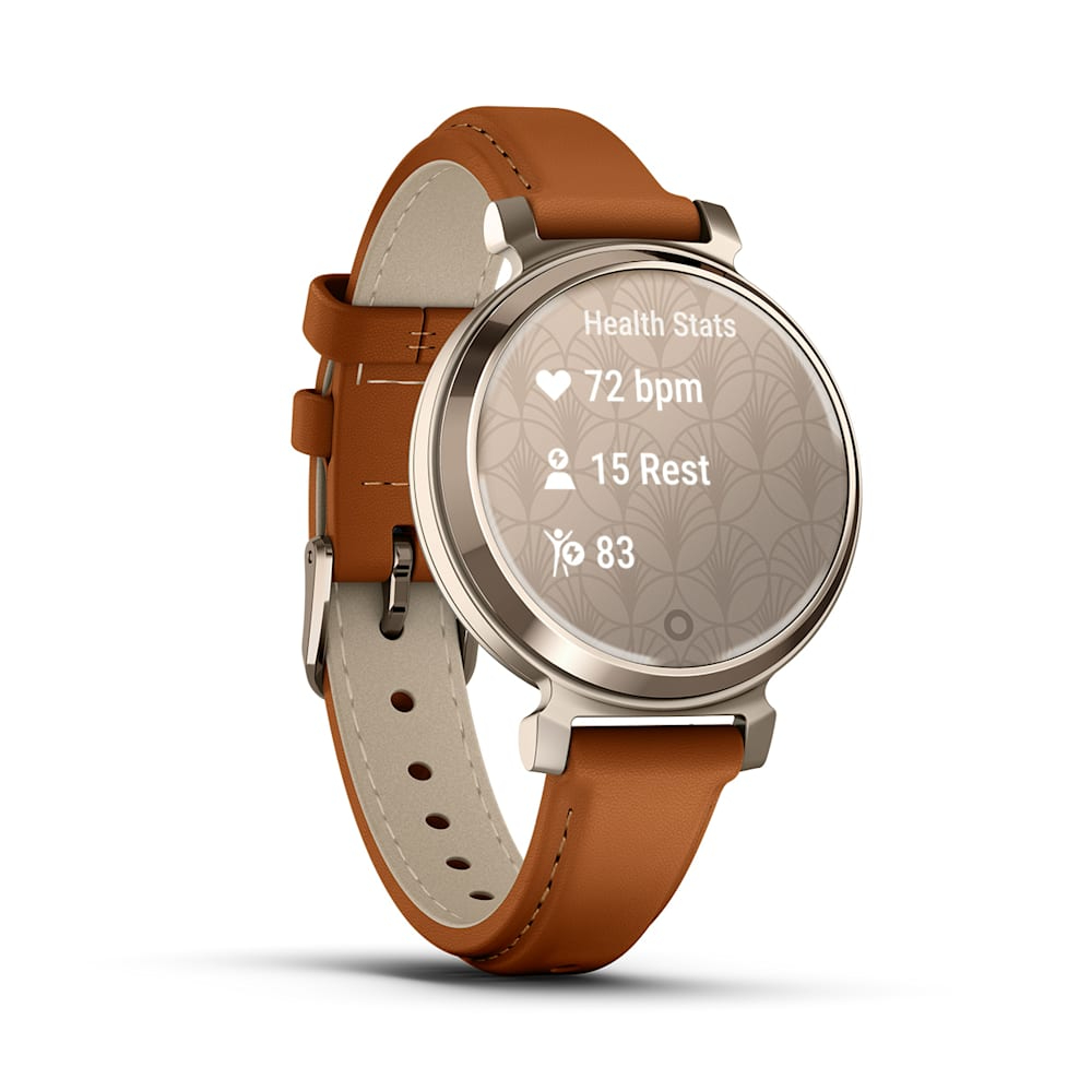 Умные часы Garmin Lily 2 Classic, Cream Gold Bezel, Brown Leather Band