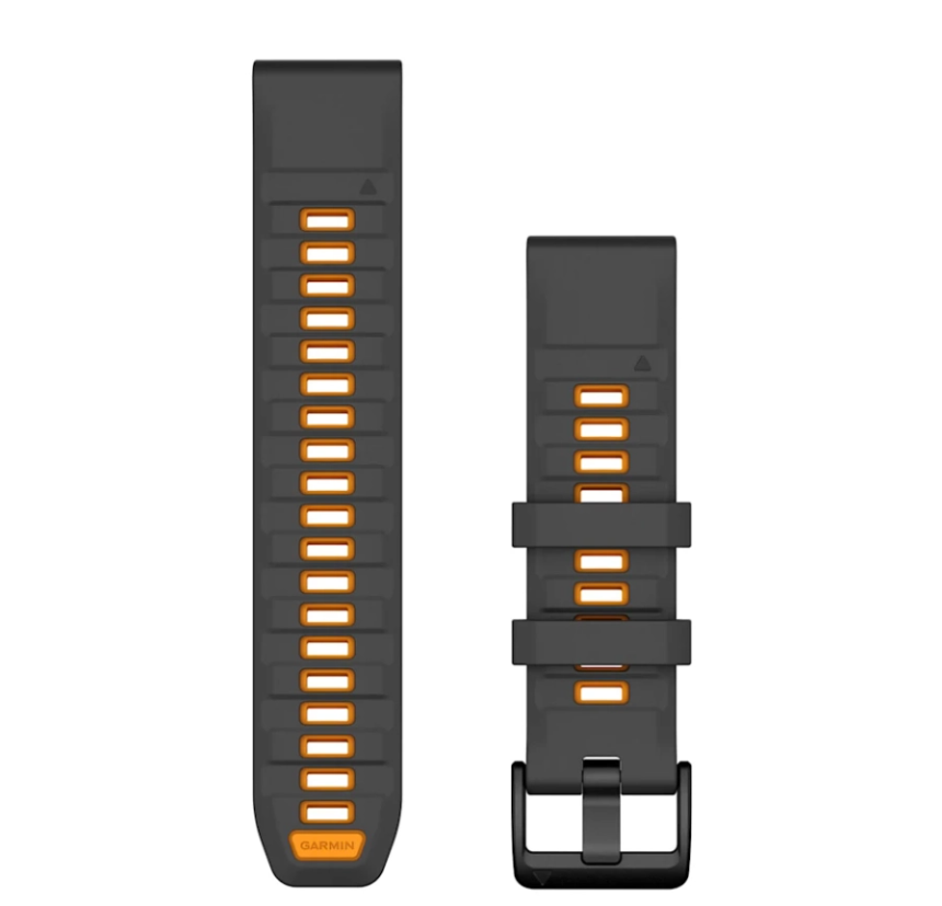 Ремешок для часов Garmin QuickFit 22 Watch Bands Silicone Graphite with Spark Orange HK