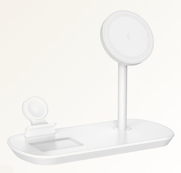 Беспроводная зарядная станция Deppa 3 в 1 MagSafe iPhone, Apple Watch, Airpods, Белая Беспроводная зарядная станция Deppa 3 в 1 MagSafe iPhone, Apple Watch, Airpods, Белая