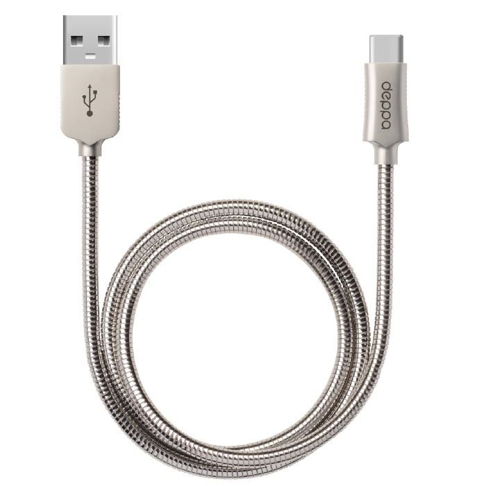 Кабель Deppa Metal USB - Type-C, алюминий, 1.2м, стальной