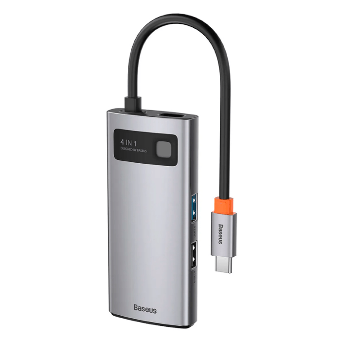 Адаптер Baseus Metal Gleam Series 4-in-1 Multifunctional Type-C HUB Docking Station Gray