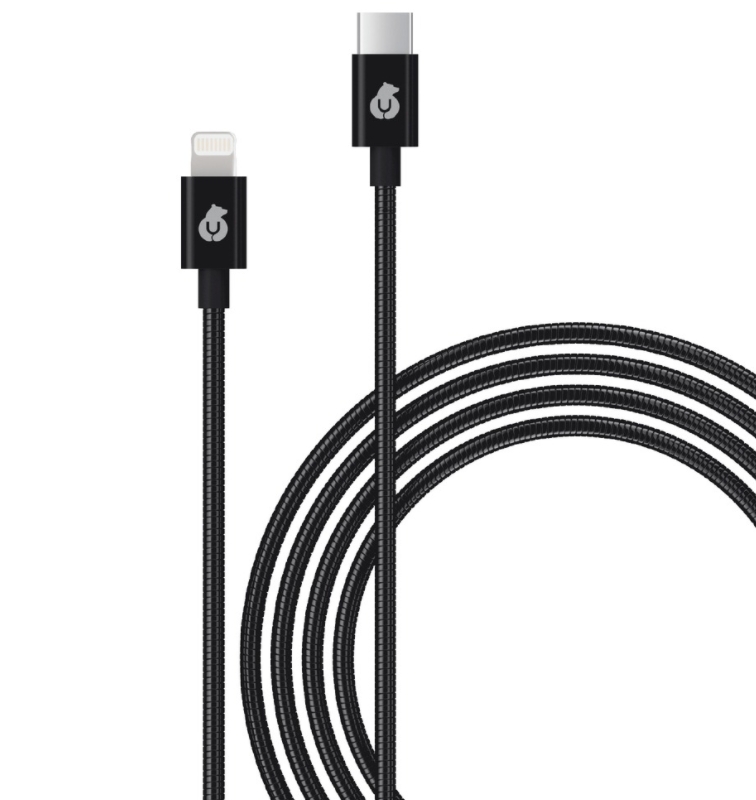 Кабель Ubear Force Metal USB-C – Lightning, 1.2 м, чёрный