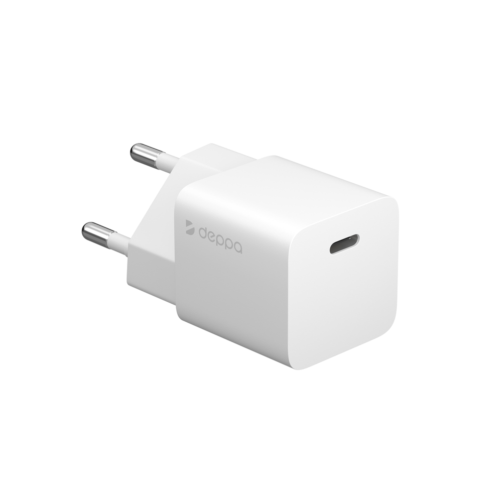 Сетевое зарядное устройство Deppa USB-C, Power Delivery, GaN, 20W, белый