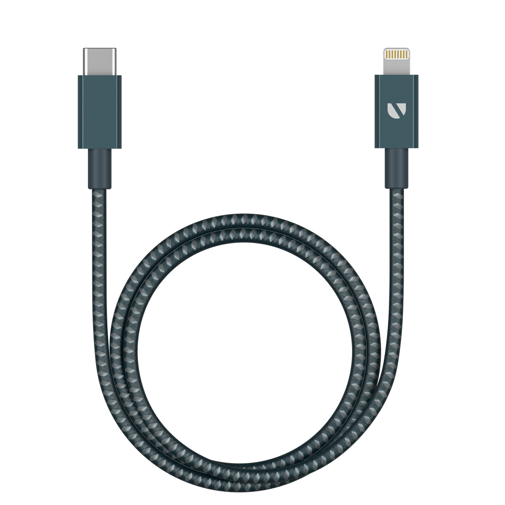 Кабель Deppa USB-C – Lightning, MFI, алюминий/нейлон, 1.2м, графит