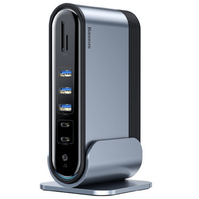 Адаптер Baseus Working Station Multifunctional 16 in 1 (CAHUB-AG0G) Dual Type C -> 2х 2.0 USB, 3х 3.0 USB, Type C, 2x HDMI, VGA, 4K HD, SD, TF, DC Power Supply, RJ45, 3.5 Audio Jack