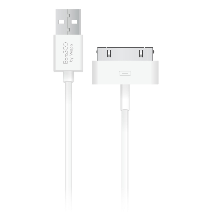 Кабель Borasco USB - 30 pin, 1м, белый Кабель Borasco USB - 30 pin, 1м, белый