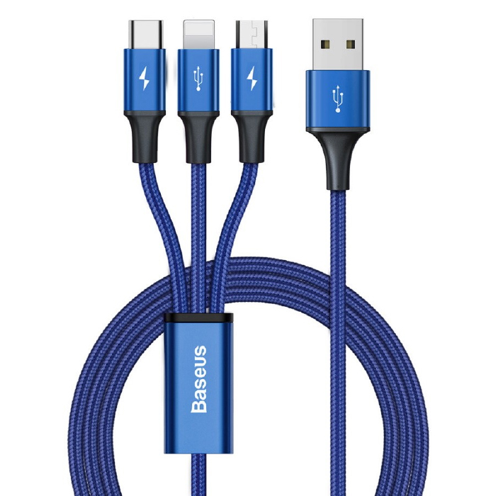 Кабель USB Baseus 3in1 для Micro & Type-C & Lightning Caring Series CAMLT-PY01