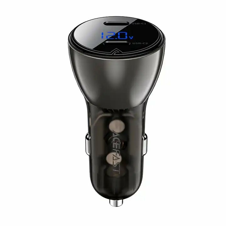 Автомобильное зарядное устройство Acefast B10 display metal car charger 60W, Black