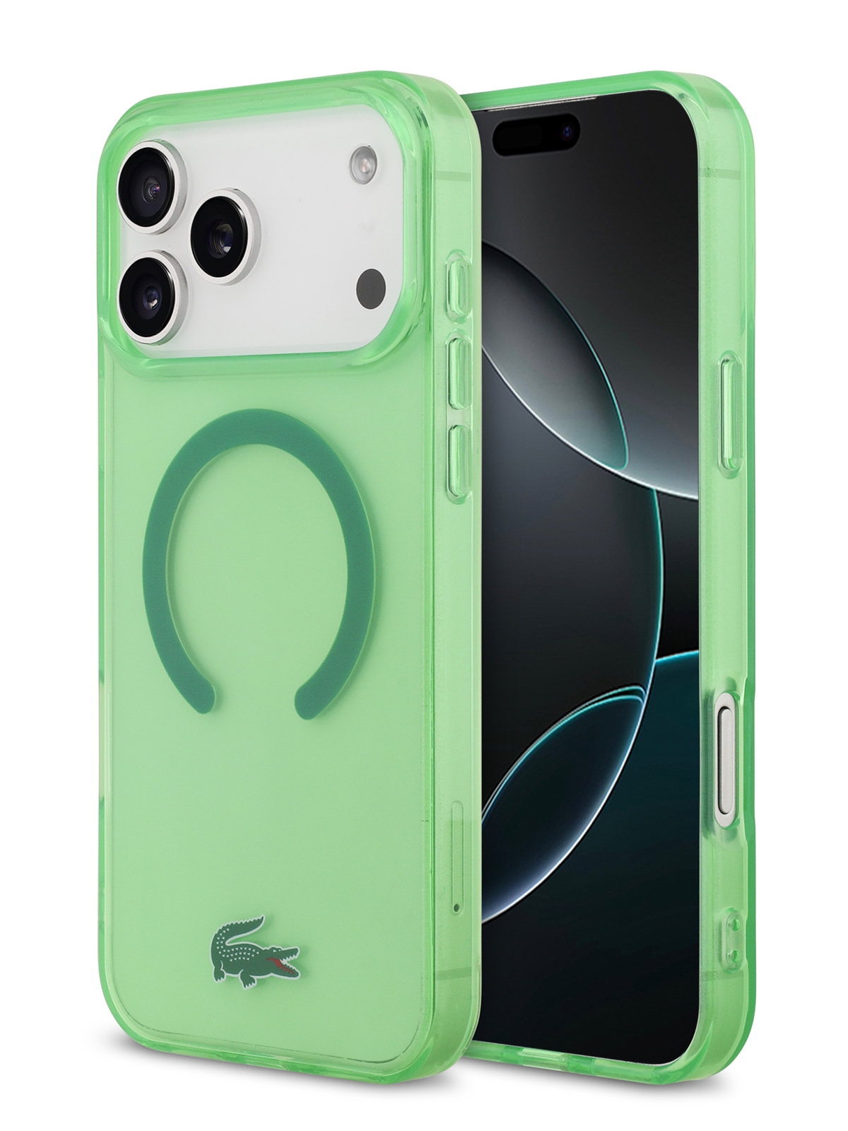 Чехол  Lacoste для iPhone 17 Pro Max IML Croc logo Hard Transparent Green (MagSafe)