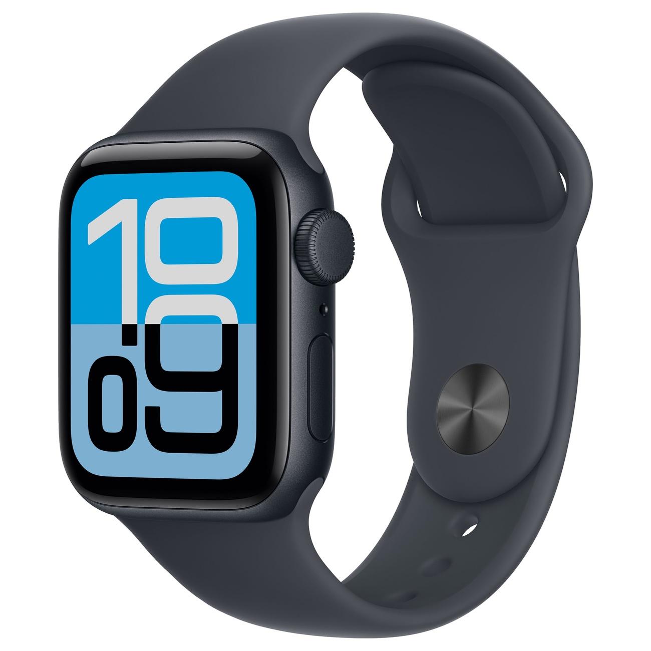 Apple Watch SE 3 (2025), 44mm Midnight Aluminum Case Midnight Sport Band M/L (MEHQ4)