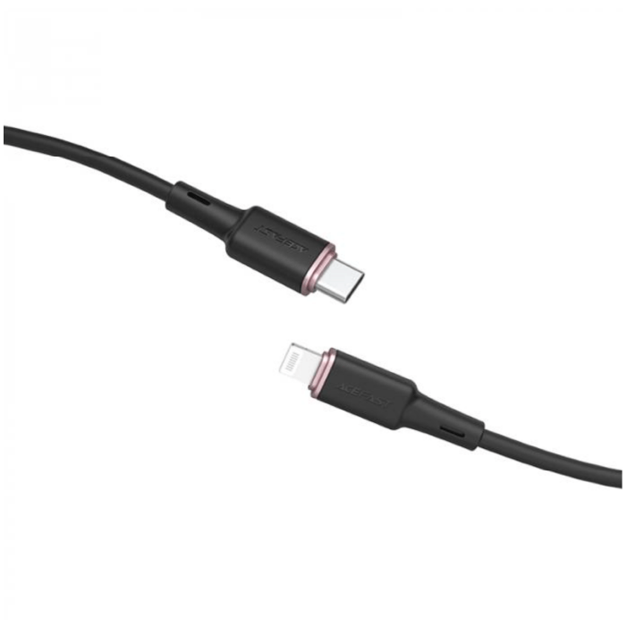 Кабель Acefast USB-C - Lightning, силиконовая оплётка, черный