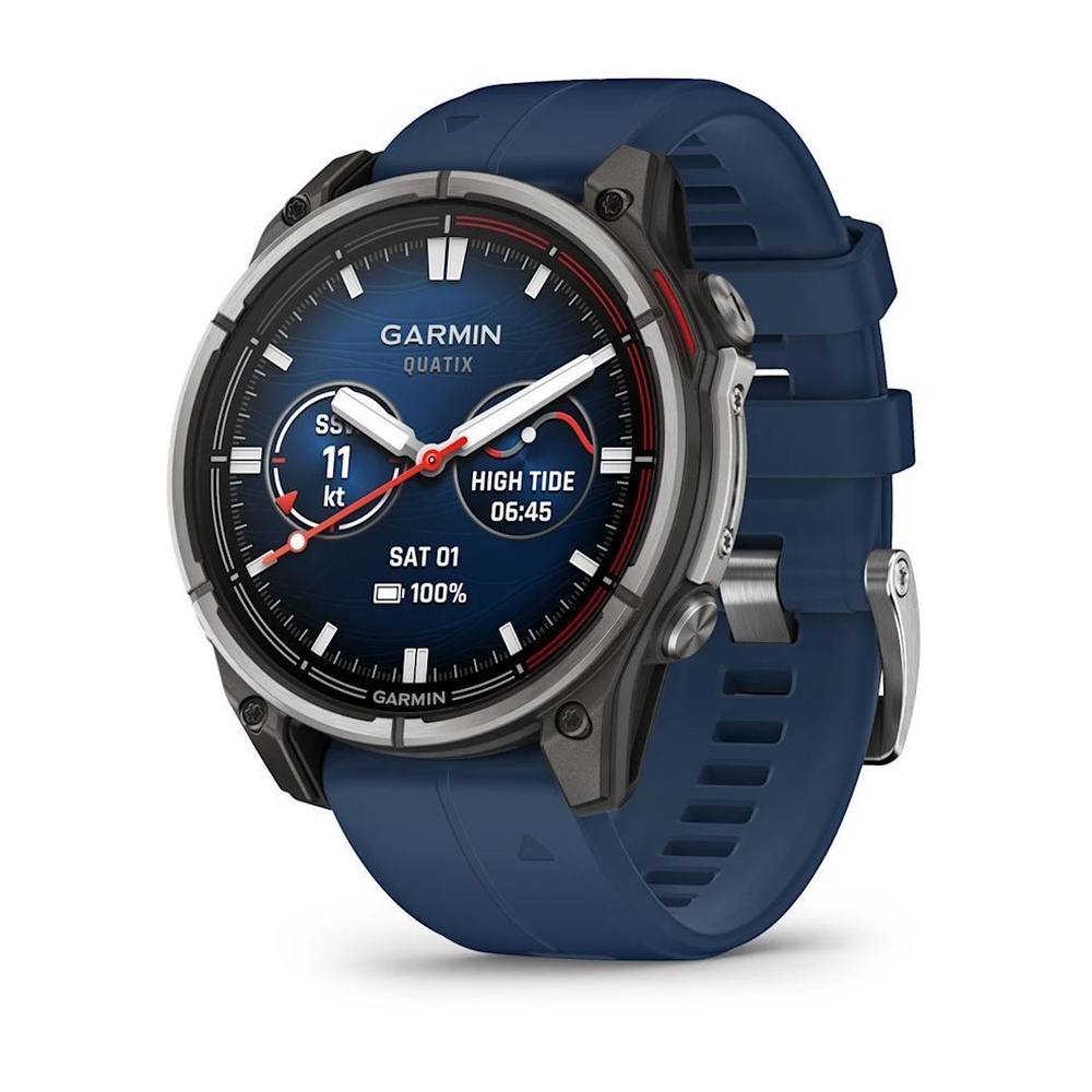 Умные часы Garmin Quatix 8 47mm AMOLED Sapphire, Titanium Blue Silicone Strap