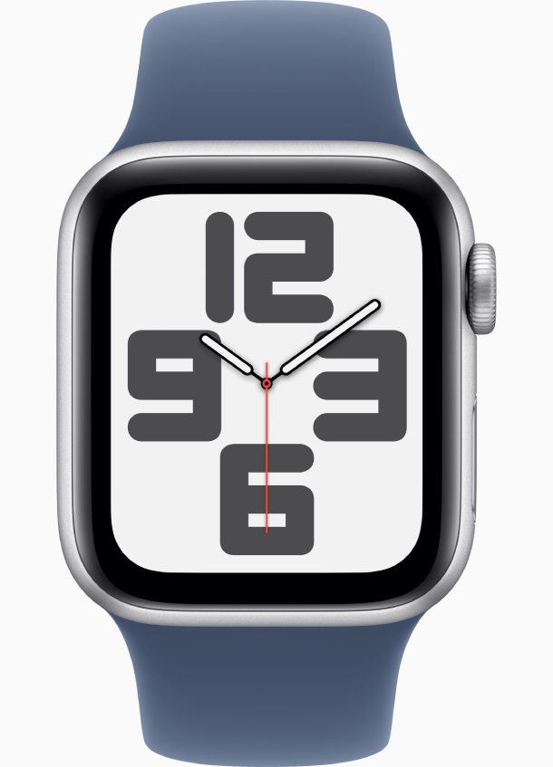Apple Watch SE 2024, 40 мм, корпус из алюминия серебристого цвета, спортивный ремешок синего цвета M/L (MXED3) Apple Watch SE 2024, 40 мм, корпус из алюминия серебристого цвета, спортивный ремешок синего цвета M/L (MXED3)
