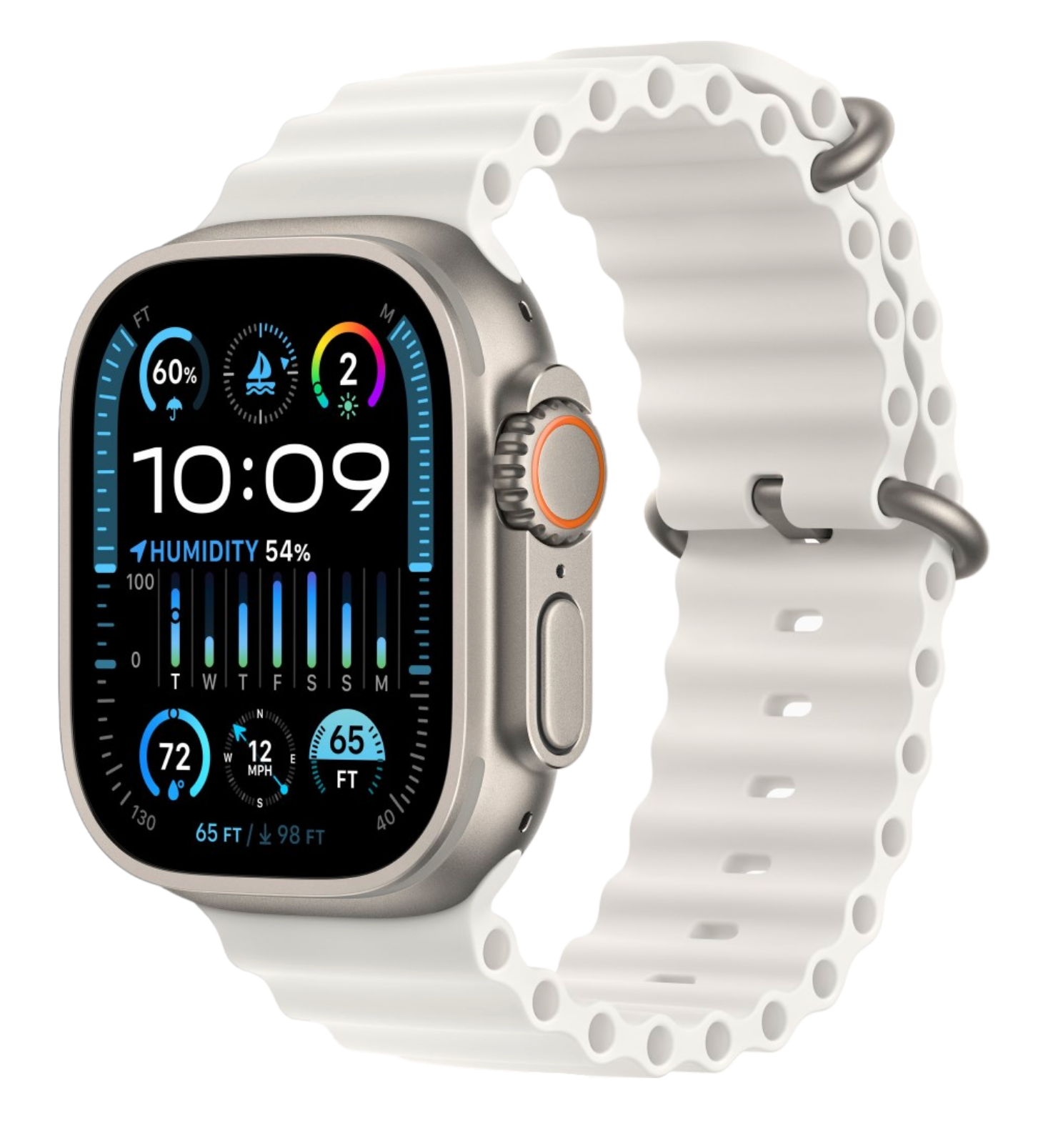 Apple Watch Ultra 2 GPS, 49 мм, корпус из титана, ремешок Ocean белого цвета (FREJ3) - CPO Apple Watch Ultra 2 GPS, 49 мм, корпус из титана, ремешок Ocean белого цвета (FREJ3) - CPO