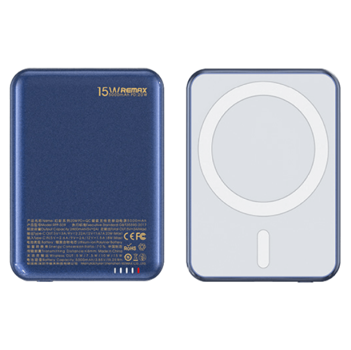 Внешний аккумулятор Remax RPP-509 fantasy series 20W PD+QC 14 Magnetic wireless charging power bank 5000mAh Blue Внешний аккумулятор Remax RPP-509 fantasy series 20W PD+QC 14 Magnetic wireless charging power bank 5000mAh Blue