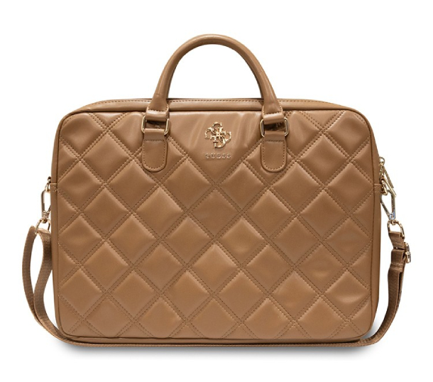 Guess для ноутбуков 15"/16" сумка Quilted Bag 4G metal logo with Zipper Brown