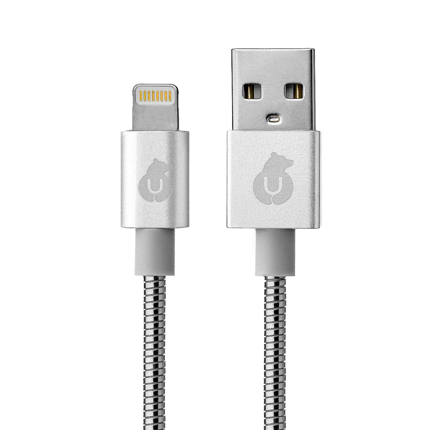 Кабель Ubear Force USB-A – Lightning, стальная оплётка, 1.2 м, серебристый