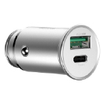 Автомобильное зарядное устройство Baseus Circular Metal USB-A/USB-C, 30W, серый