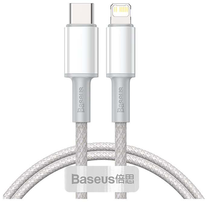 Кабель Baseus High Density Braided Fast Charging Data Cable Type-C to Lightning PD 20W, белый