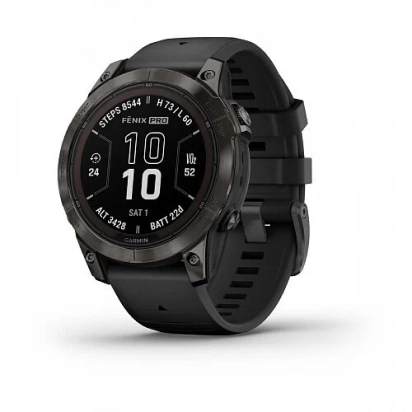 Умные часы Garmin Fenix 7 Pro Sapphire Solar Edition Carbon Gray DLC Titanium with Black Band Умные часы Garmin Fenix 7 Pro Sapphire Solar Edition Carbon Gray DLC Titanium with Black Band