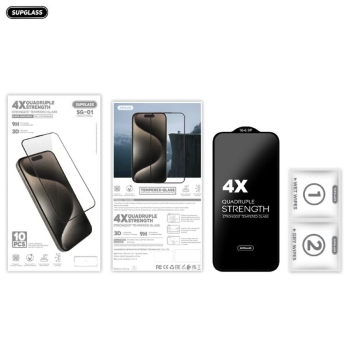 Защитное стекло Supglass SG-01 4X Quadruple Strength Glass 10-in-1 For iPhone 17 Pro (6.3) Защитное стекло Supglass SG-01 4X Quadruple Strength Glass 10-in-1 For iPhone 17 Pro (6.3)