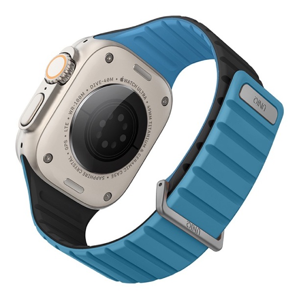 Ремешок силиконовый Uniq REVIX EVO для Apple Watch 49/45/44/42MM, (PACIFIC BLUE/BLACK)