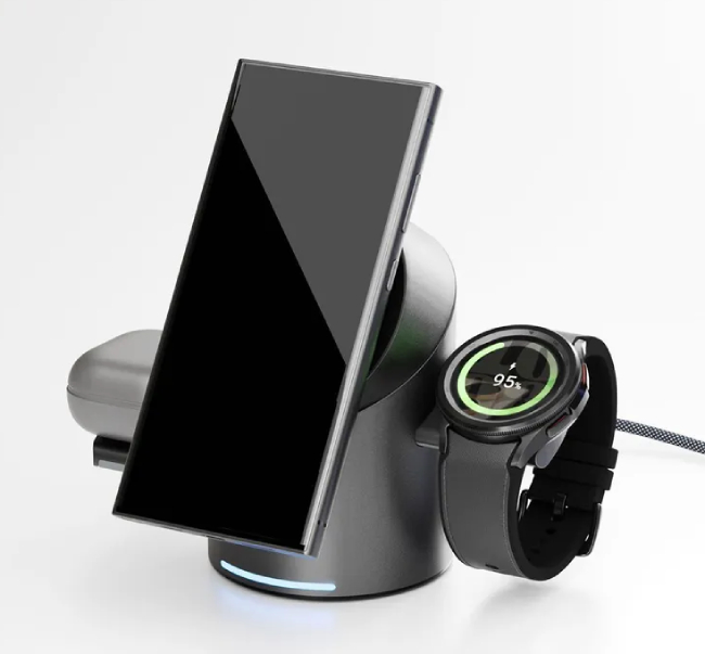 Беспроводное зарядное устройство "vlp" Tower Power 3 in 1, серое Беспроводное зарядное устройство "vlp" Tower Power 3 in 1, серое