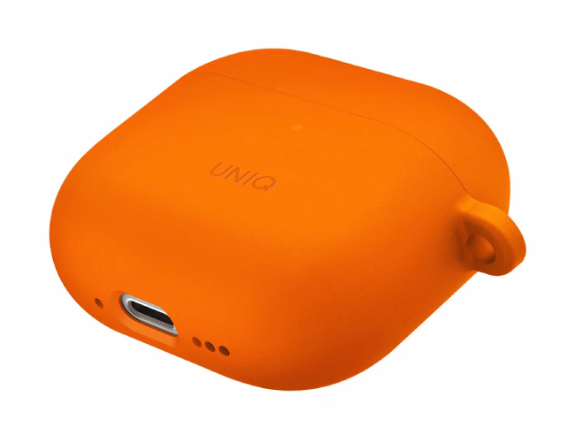 Чехол Uniq для Airpods 4 NEXO Liquid silicone +carabin +Sports ear hooks Volt Orange