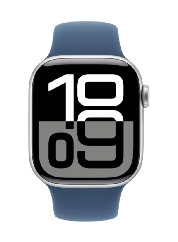 Apple Watch Series 10 GPS 42 мм, корпус из алюминия серебристого цвета, спортивный ремешок цвета «синий деним» S/M (MWWA3) Apple Watch Series 10 GPS 42 мм, корпус из алюминия серебристого цвета, спортивный ремешок цвета «синий деним» S/M (MWWA3)