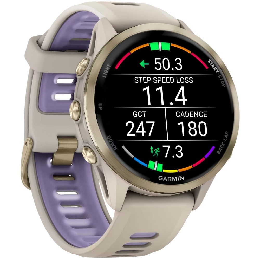 Умные часы Garmin Forerunner 970 French Gray Soft Gold Titanium French Gray/Translucent Indigo