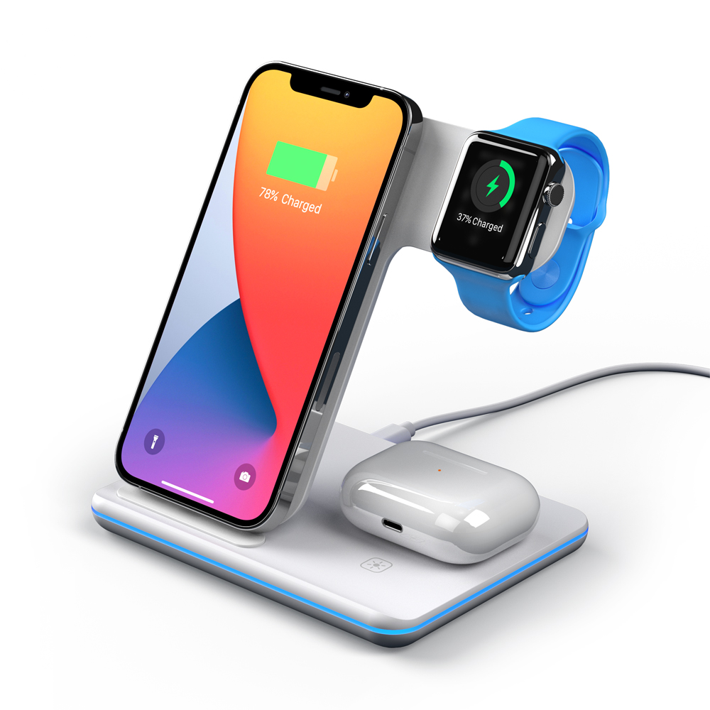 Зарядная станция Deppa 3 в 1 Charging Stand Neo: iPhone, Apple Watch, Airpods, 20W, белая Зарядная станция Deppa 3 в 1 Charging Stand Neo: iPhone, Apple Watch, Airpods, 20W, белая