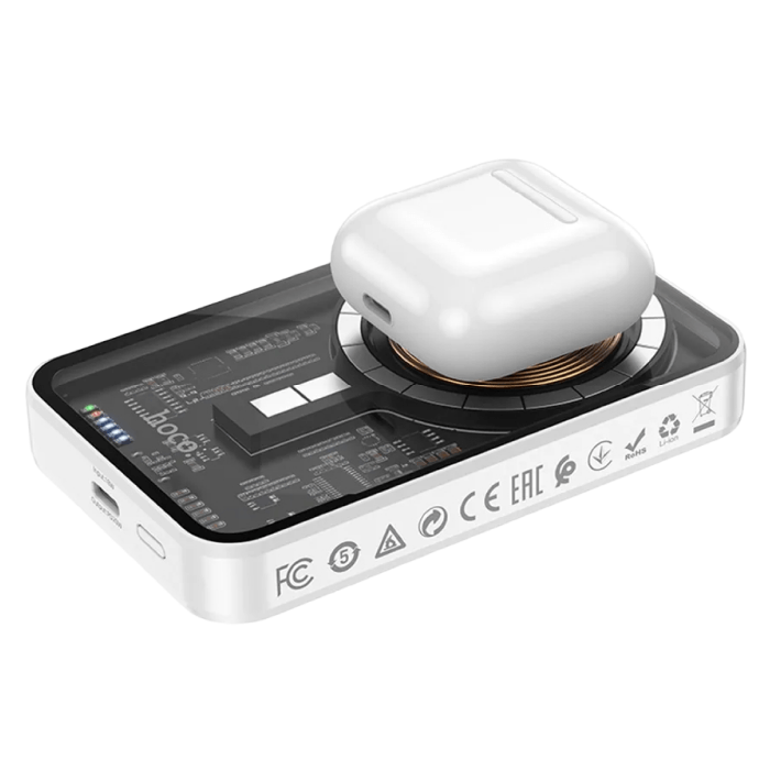 Внешний аккумулятор Hoco Q10 Transparent discovery edition PD20W magnetic fast charge power bank (5000 mAh) White Внешний аккумулятор Hoco Q10 Transparent discovery edition PD20W magnetic fast charge power bank (5000 mAh) White