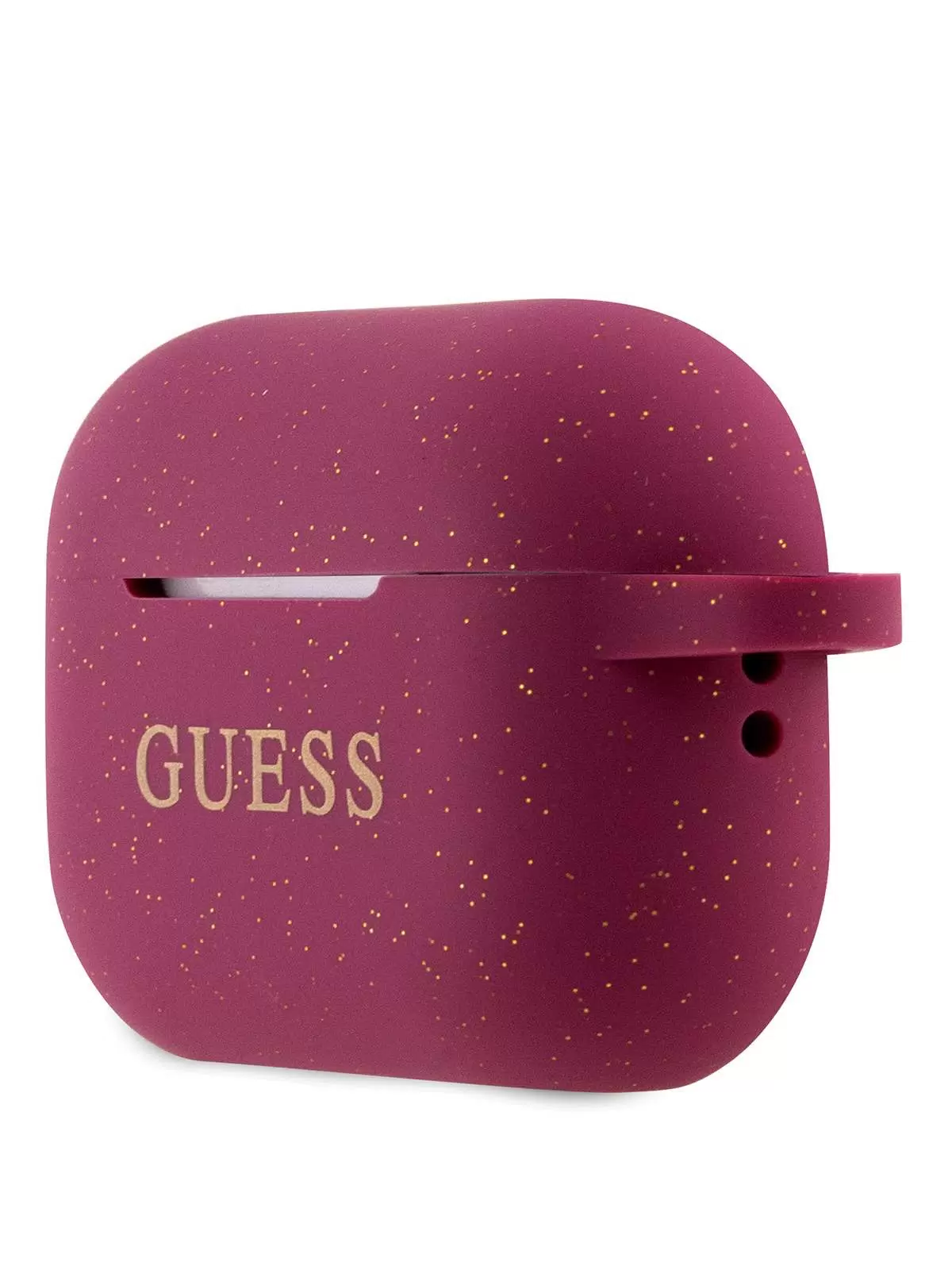 Чехол Guess для Airpods Pro 3 Silicone with ring Glitter/Fuchsia
