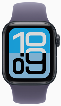 Apple Watch SE 3 (2025), 40mm, Midnight Aluminum Case Purple Fog Sport Band S/M