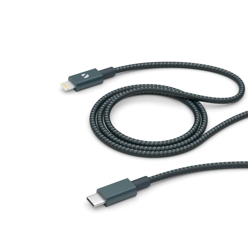 Кабель Deppa USB-C – Lightning, MFI, алюминий/нейлон, 1.2м, графит