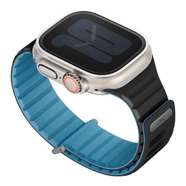 Ремешок силиконовый Uniq REVIX EVO для Apple Watch 49/45/44/42MM, (PACIFIC BLUE/BLACK)