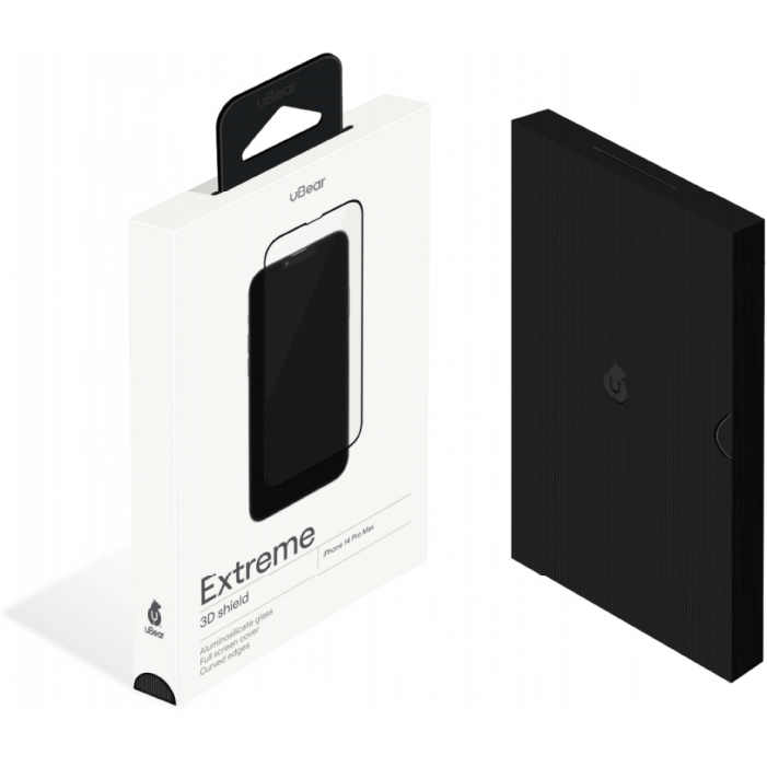 Защитное стекло Ubear Extreme 3D для Apple iPhone 14 Pro/15, черная рамка
