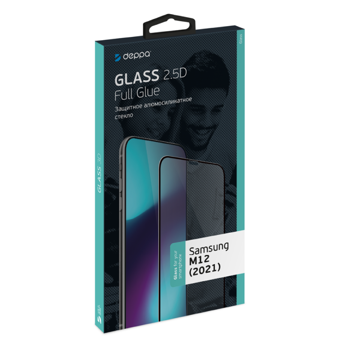 Защитное стекло Deppa 2,5D Full Glue для Samsung Galaxy M12 (2021), 0.3 мм, черная рамка