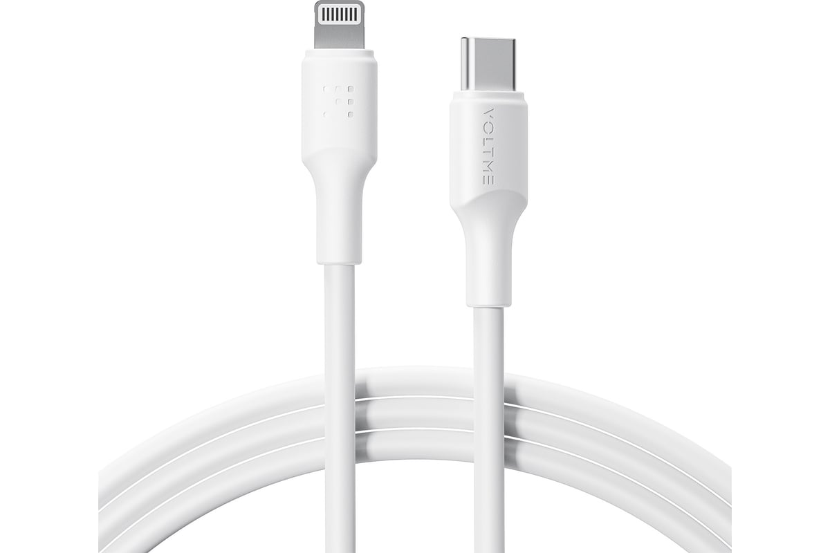Кабель USB2.0 VOLTME EDC CTL 3A 1.2M [USBC+Lightning 3А 30 W Вт 1.2м Полимер] Белый