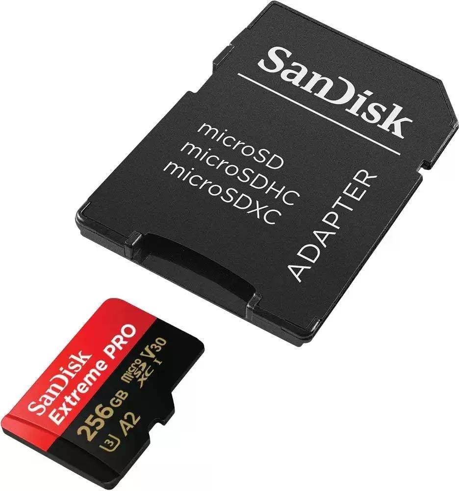 Карта памяти MicroSDXC 256GB SanDisk Class 10 Extreme Pro A2 V30 UHS-I U3 (200 Mb/s) + SD адаптер