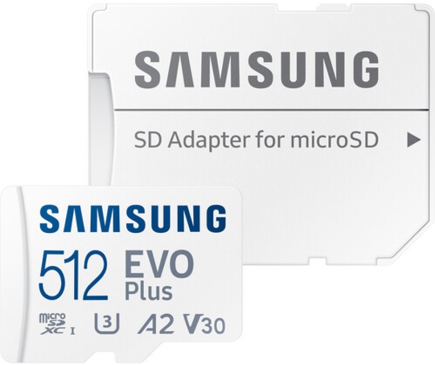 Карта памяти MicroSDXC 512GB Samsung Class 10 Evo Plus A2 V30 U3 (R/W 160/90 MB/s) + SD адаптер
