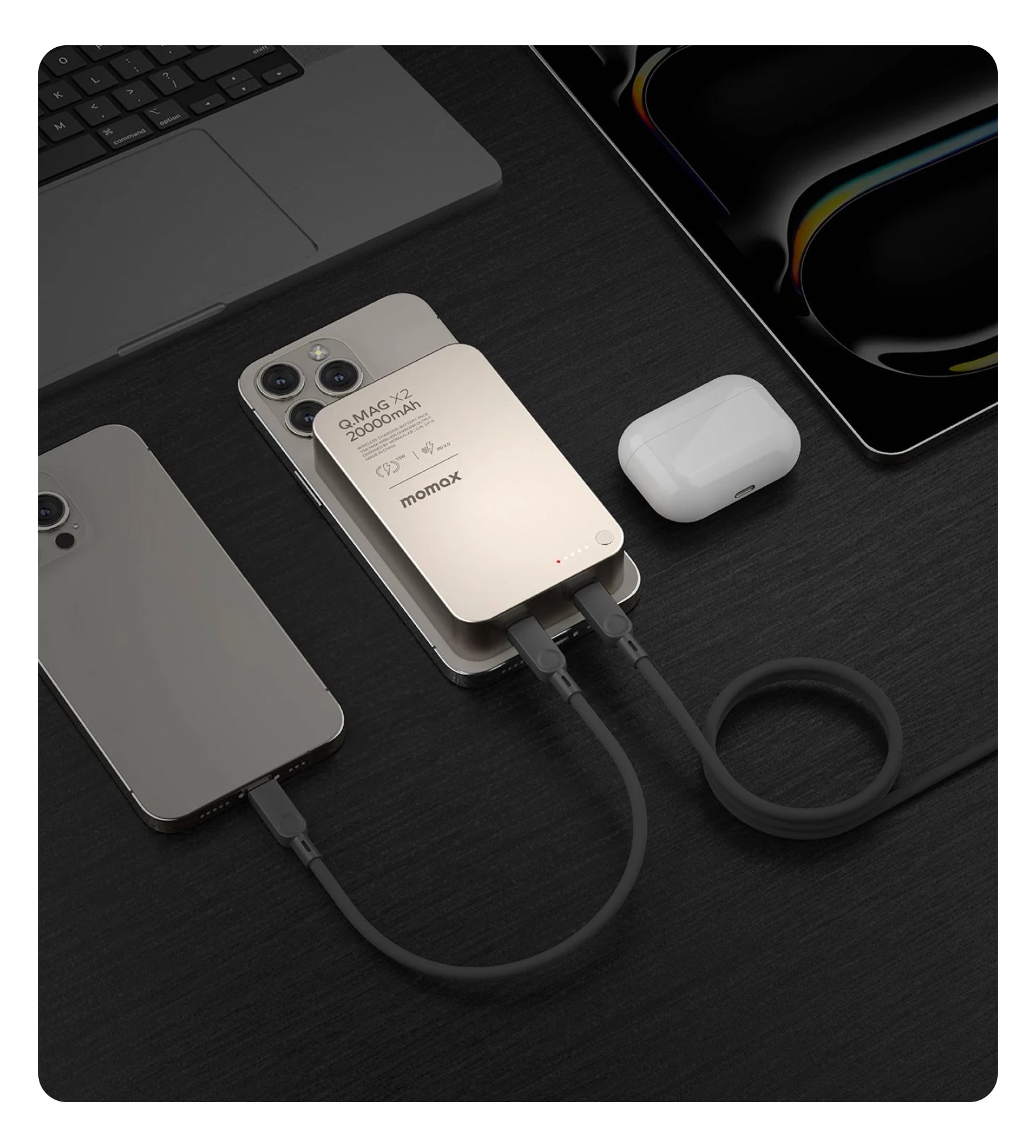 Внешний аккумулятор MOMAX Q. Mag X2 (20000mAh) Magnetic Wireless Battery Pack (IP133CND) Black Внешний аккумулятор MOMAX Q. Mag X2 (20000mAh) Magnetic Wireless Battery Pack (IP133CND) Black