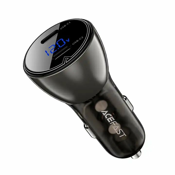 Автомобильное зарядное устройство Acefast B10 display metal car charger 60W, Black