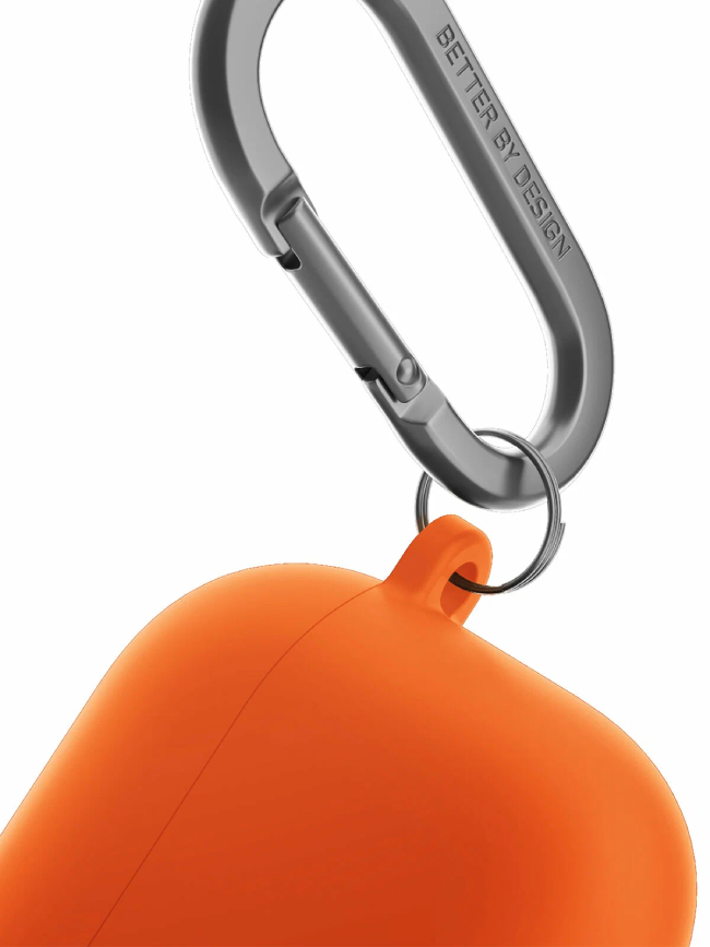 Чехол Uniq для Airpods 4 NEXO Liquid silicone +carabin +Sports ear hooks Volt Orange