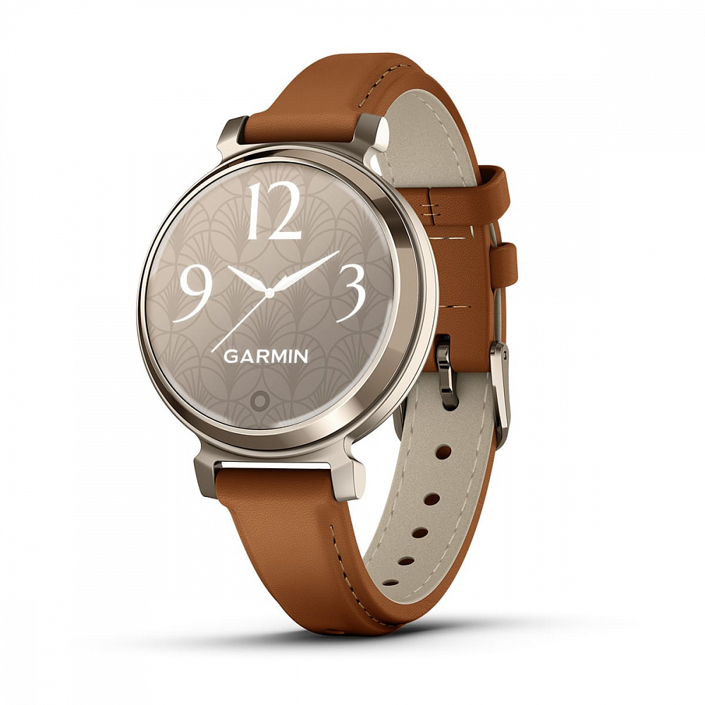 Умные часы Garmin Lily 2 Classic, Cream Gold Bezel, Brown Leather Band