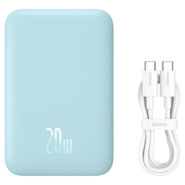 Внешний аккумулятор Baseus Magnetic wireless Fast charging power bank 6000mAh 20W Blue With Baseus Xiaobai series fast charging Cable Type-C to Type-C 60W(20V/3A) 50cm white) Внешний аккумулятор Baseus Magnetic wireless Fast charging power bank 6000mAh 20W Blue With Baseus Xiaobai series fast charging Cable Type-C to Type-C 60W(20V/3A) 50cm white)