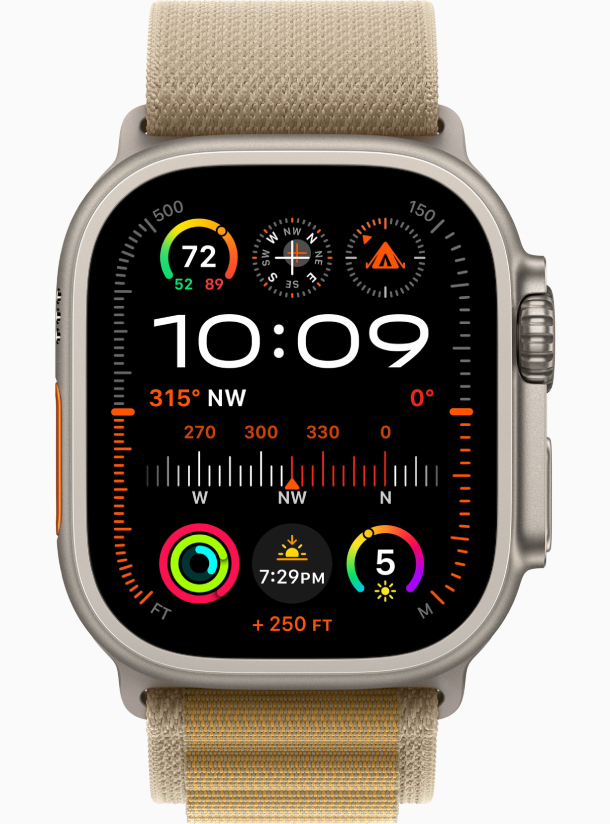 Apple Watch Ultra 2 (2024) GPS, 49 мм, корпус из бежевого титана, ремешок Alpine Case Tan Alpine Loop M (FNH93/MX4F3)